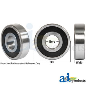 A-6303-2RS-I 6300 Series, Flat Edge Roller Bearing