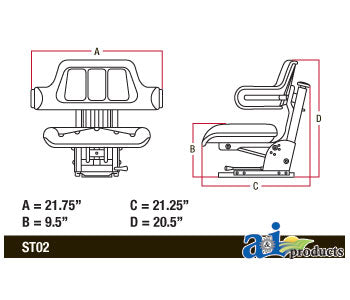 A-W222YL Seat w/ Wrap Around Back W/Arms, Yellow Vinyl, 300 lb / 136 kg Weight Limit
