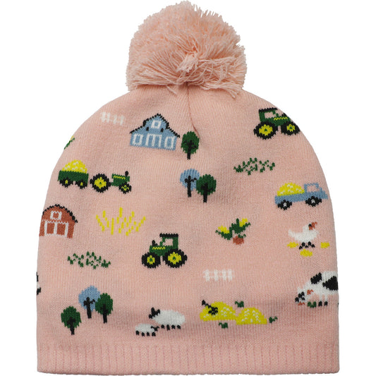 John Deere Toddler Girl Pink Farm Scene Toque