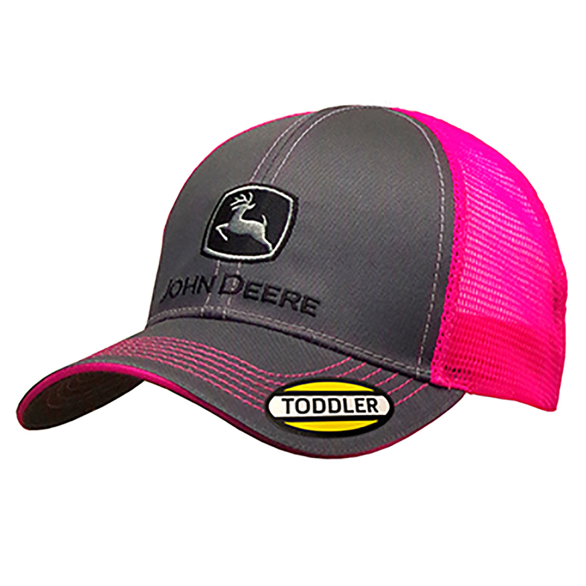 John Deere Girls Toddler Charcoal & Neon Pink Hat