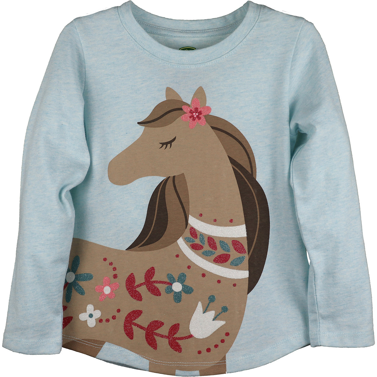 John Deere Girls Toddler Flower Pony Long Sleeve Tee