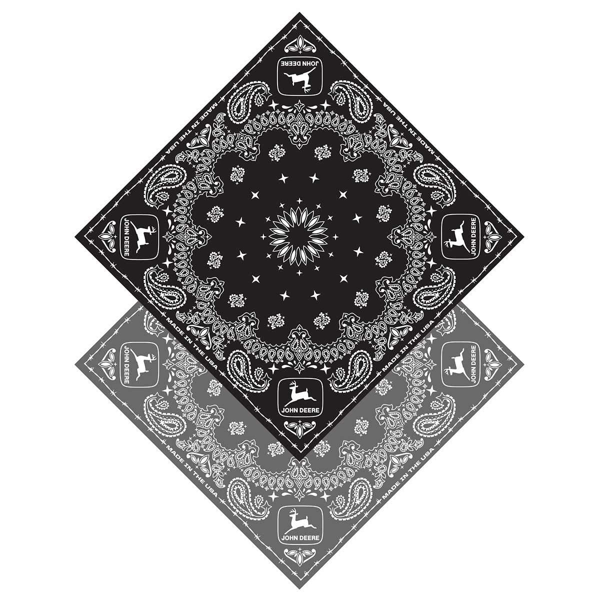 John Deere Black and Gray Bandanna