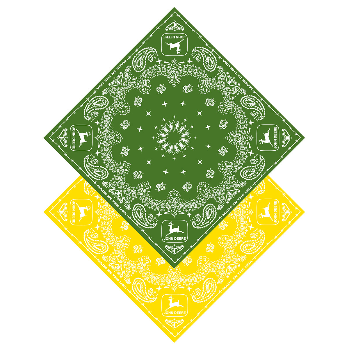 John Deere Green and Yellow Bandana 2 Pack