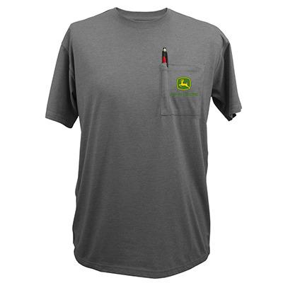 Men's Charcoal John Deere Pocket Tee - Nelson Motors & Equipment