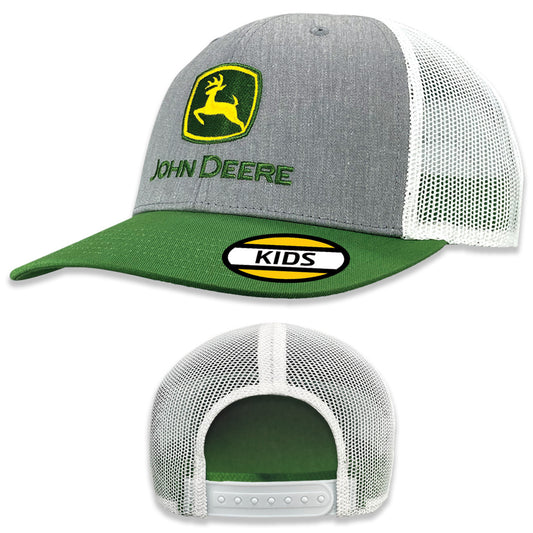 John Deere Kid Youth Heather Grey Embroidered Hat