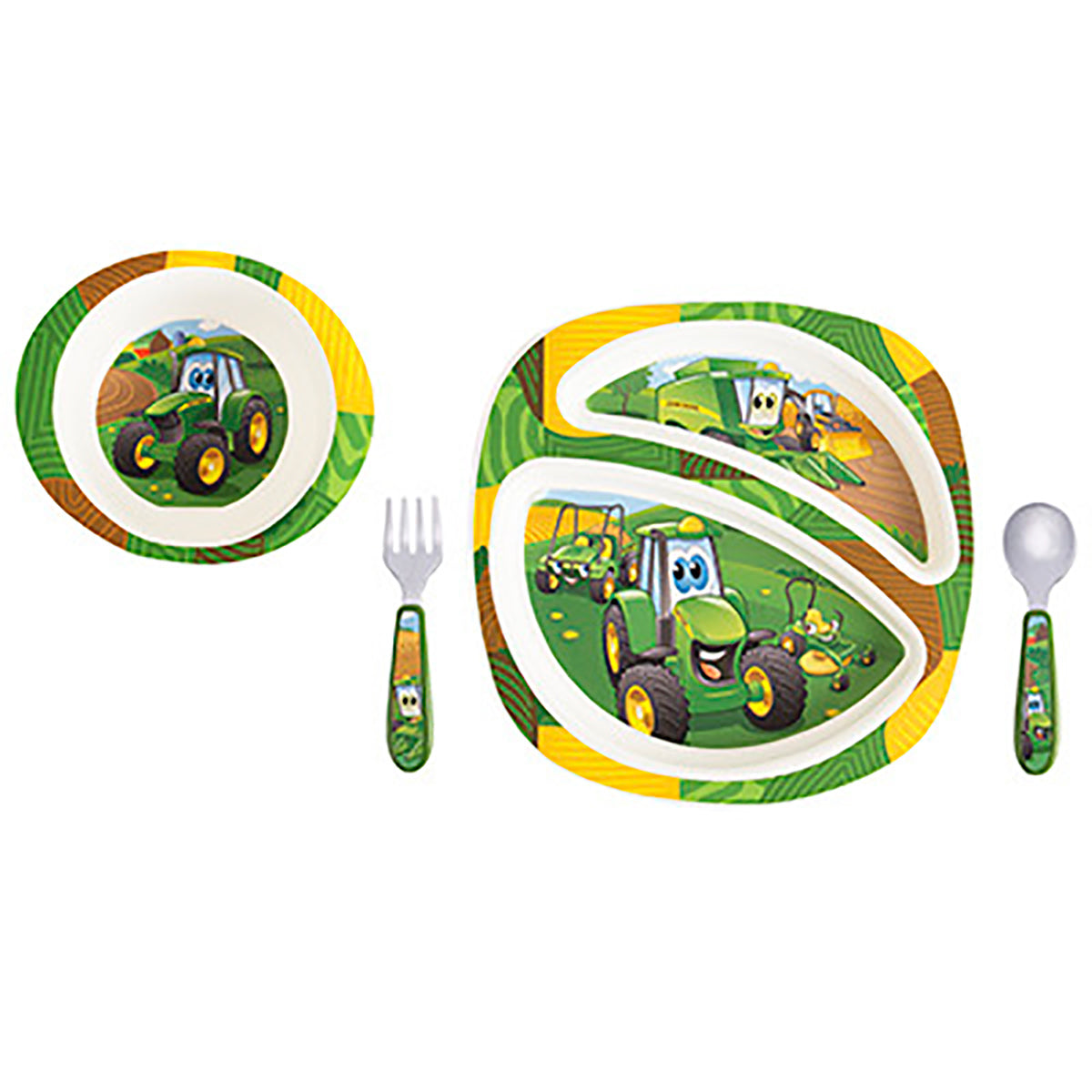 John Deere 4 Piece Johnny Tractor And Friends Dish Set