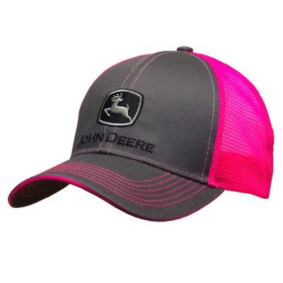 John Deere Charcoal & Pink Logo hat - Nelson Motors & Equipment