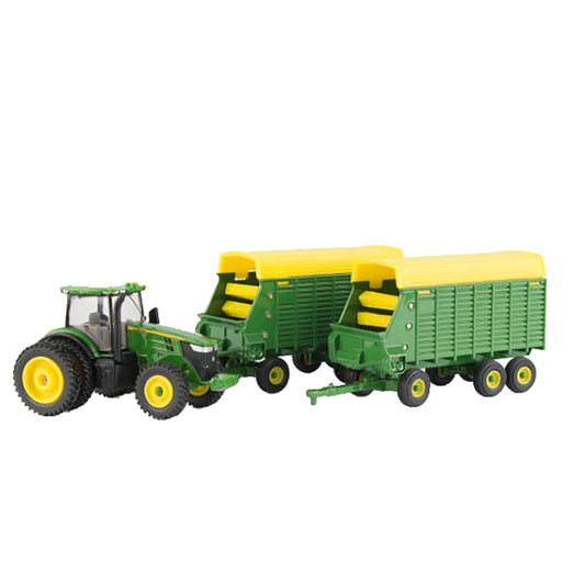 John Deere 1/64 7290R Tractor with Forage Wagons