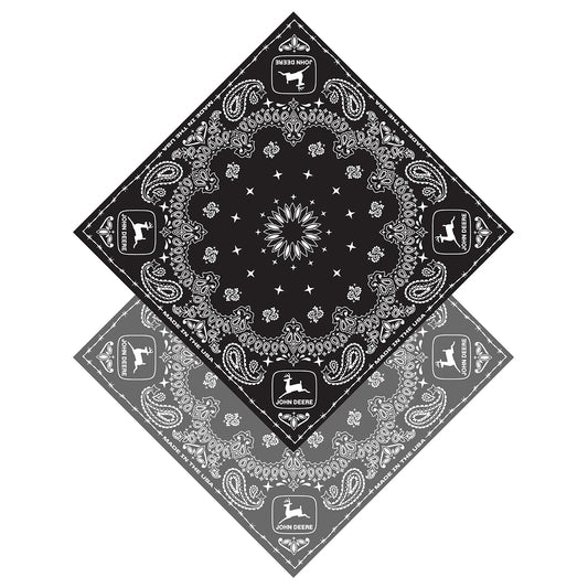 John Deere Black and Gray Bandana 2 Pack