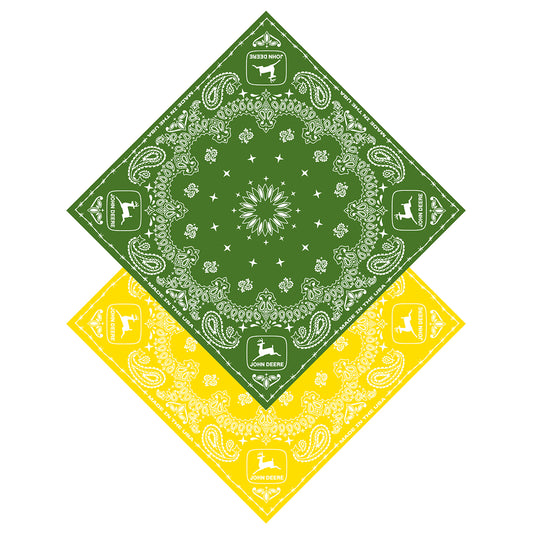 John Deere Green and Yellow Bandana 2 Pack