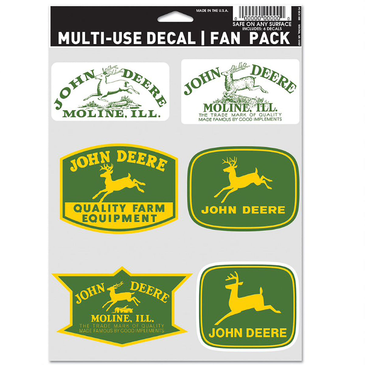 John Deere 6 Pack Vintage Logo Decal Set