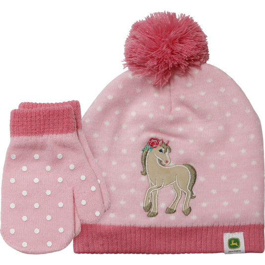 John Deere Toddler Horse Toque & Mit Set