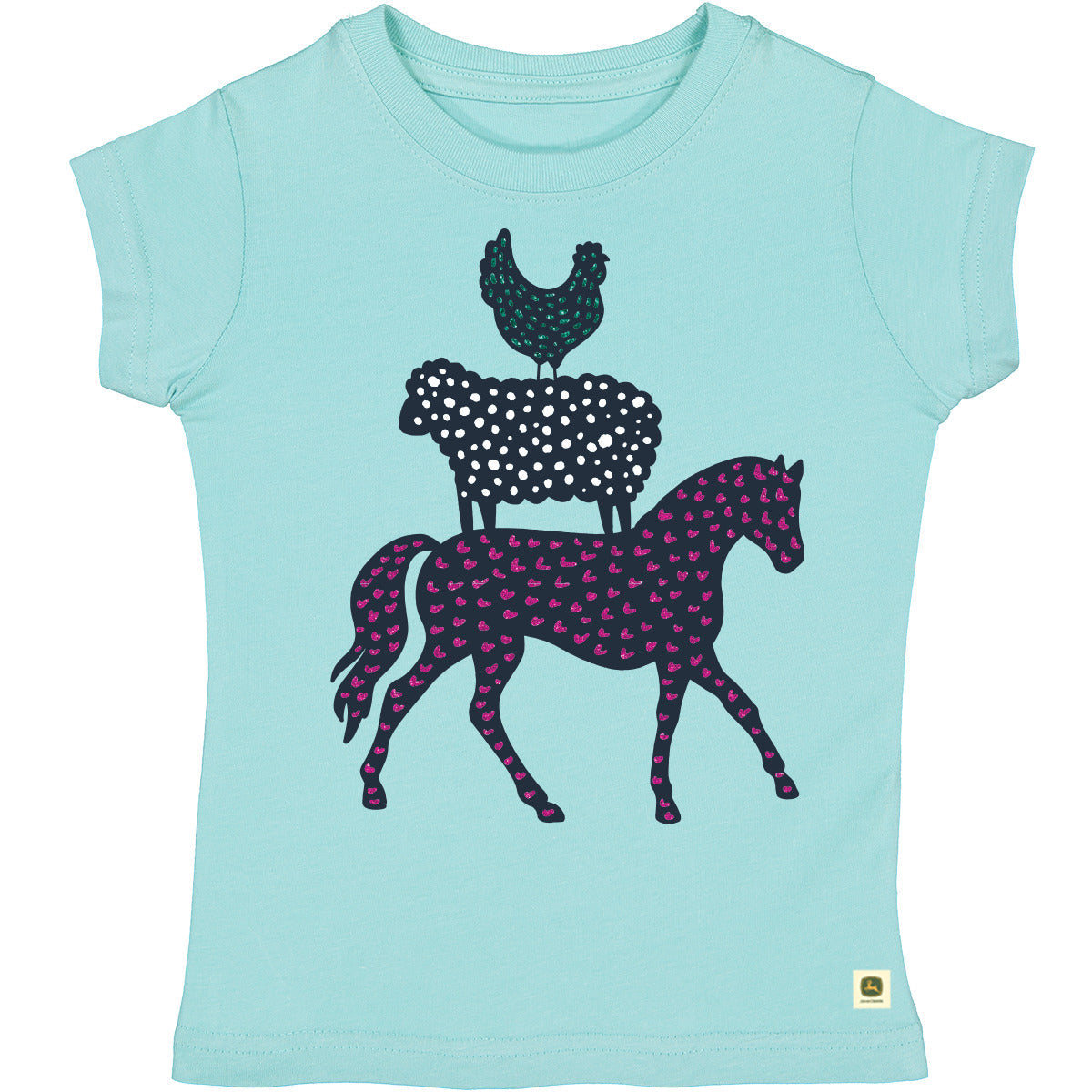 John Deere DGT Youth Glitter Animal Stack Tee