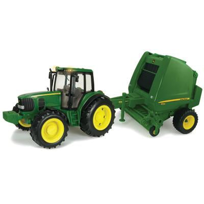 John Deere Big Farm 1/16 7330 Tractor W/854 Round Baler & 2 Bales - Nelson Motors & Equipment